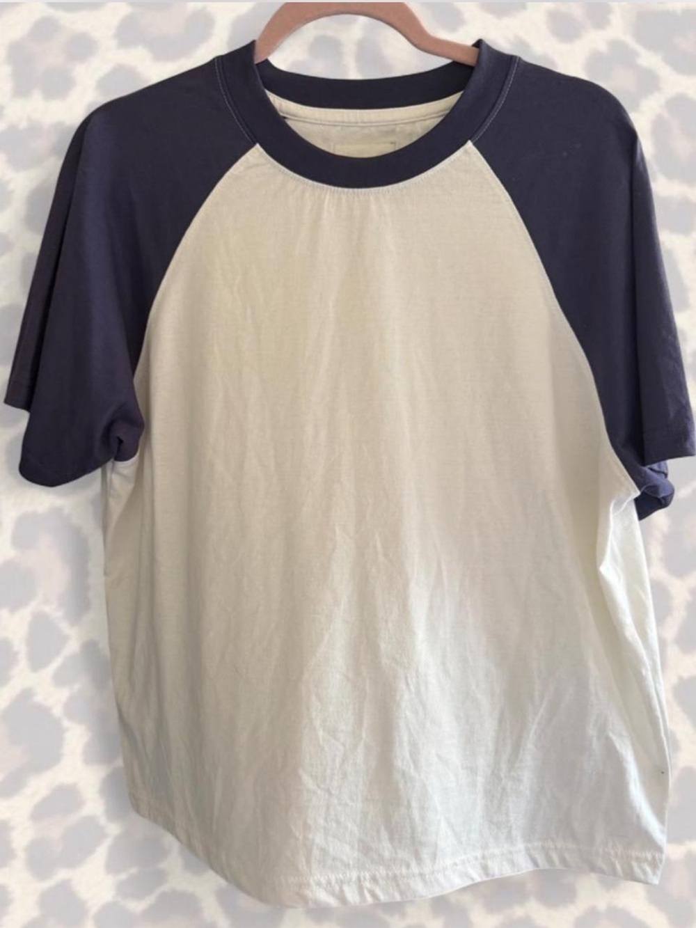 Daily Drills Two-Tone Raglan Short Sleeve Shirt - Cream and Navy